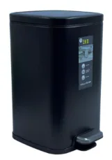 سطل استيل دعسة اسود مربع